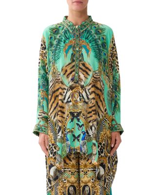 Silk Draped Back Tunic Shirt