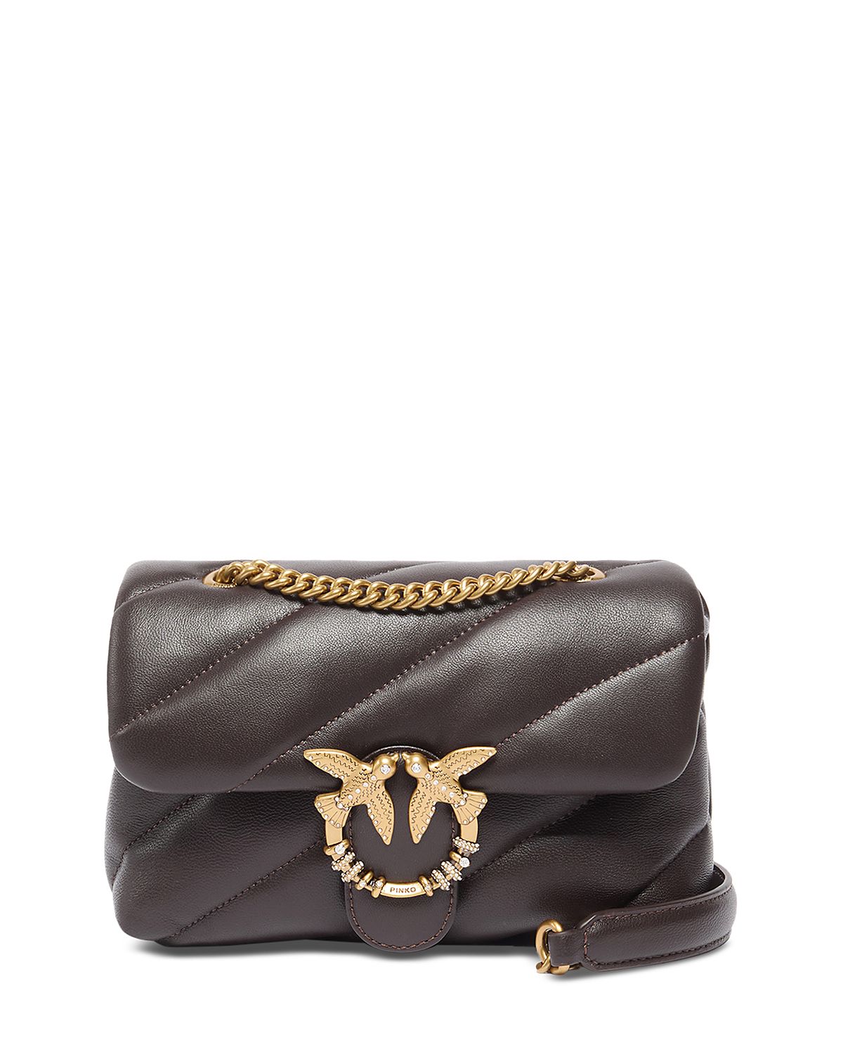 Pinko Puff Mini New Buckle Quilted Leather Crossbody