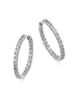 Diamond Inside Out Hoop Earrings in 14K White Gold, 1.50 tcw