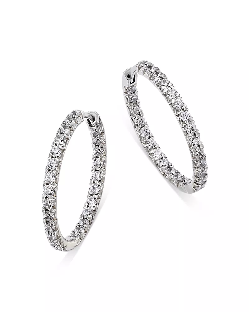Bloomingdale's Fine Collection Diamond Inside Out Hoop Earrings in 14K White Gold, 1.50 tcw