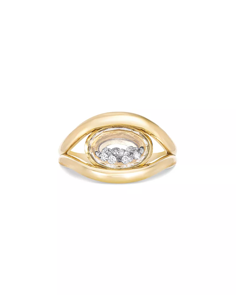 Moritz Glik 18K Yellow Gold Diamond Kaleidoscope Shaker East West Statement Ring, 0.18 tcw