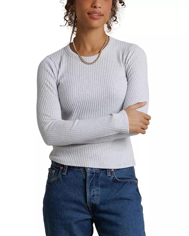 perfectwhitetee Ribbed Long Sleeve Crewneck Tee