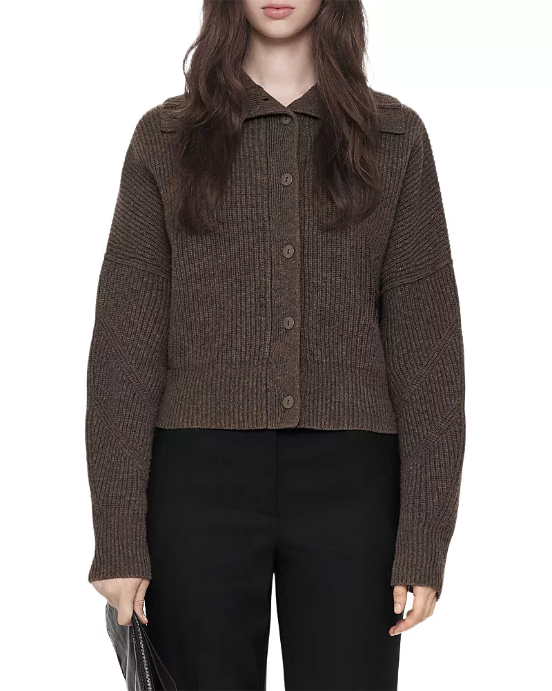 Allsaints Caron Wool Funnel Neck Cardigan