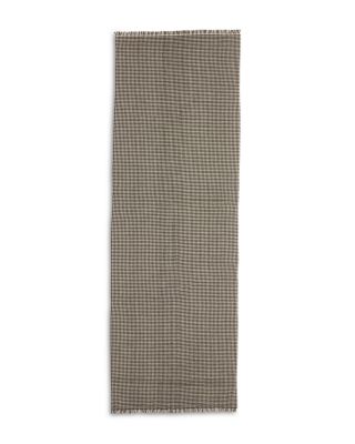 Plaid Fringed Wool Scarf