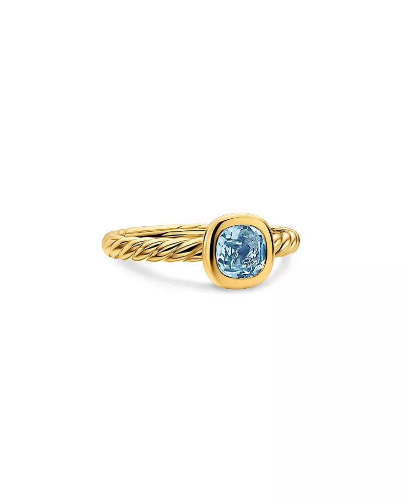 Dy Mercer A Color Cable Ring in 18K Yellow Gold with Sky Blue Topaz 5.5mm