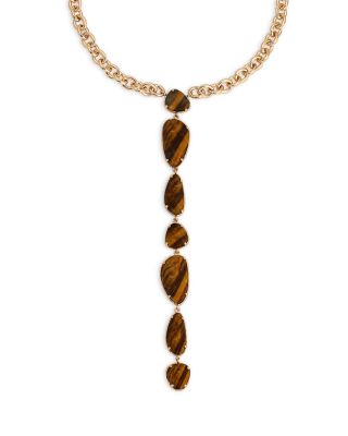 Majestic Stone Tiger's Eye Lariat Necklace, 15-20"