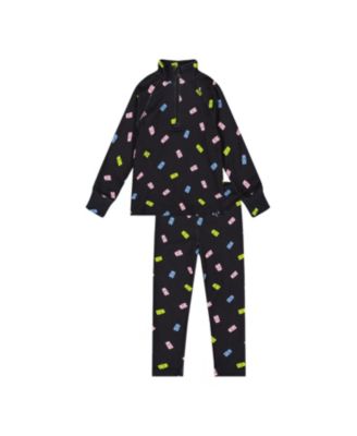Girls' Two Piece Gummy Bears Brushed Half-Zip Top & Pants Thermal Underwear - Big Kid