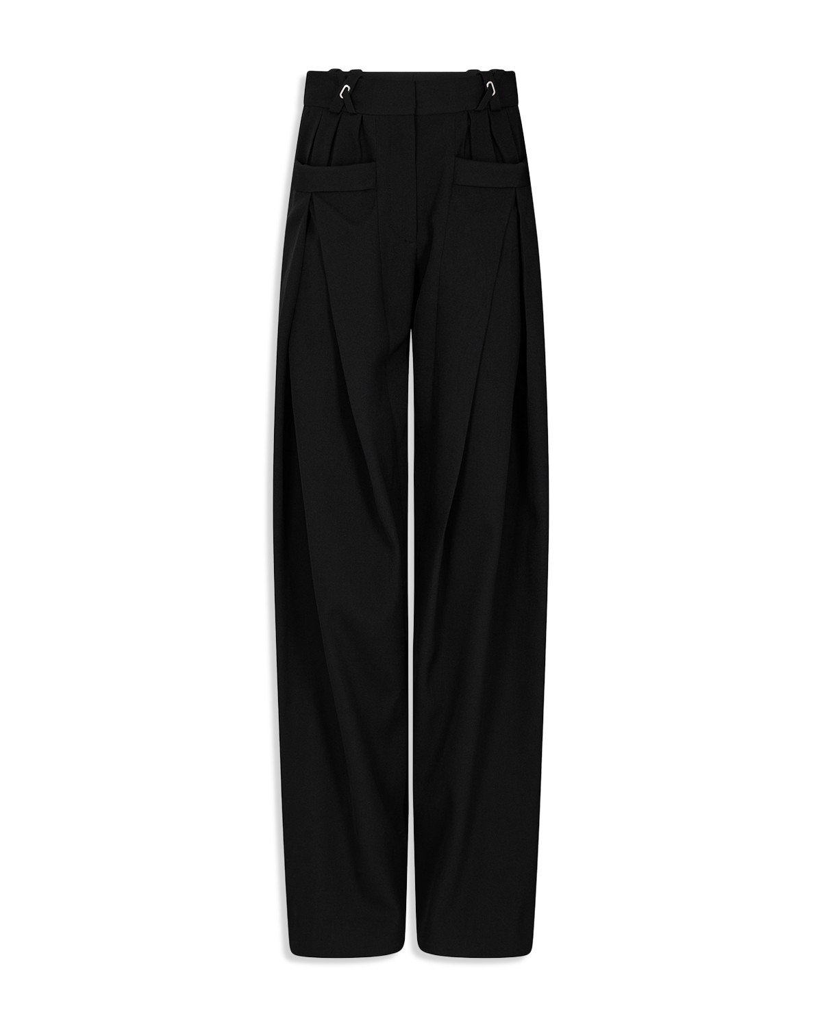 Rabanne Wool Stretch Straight Leg Pants in Black