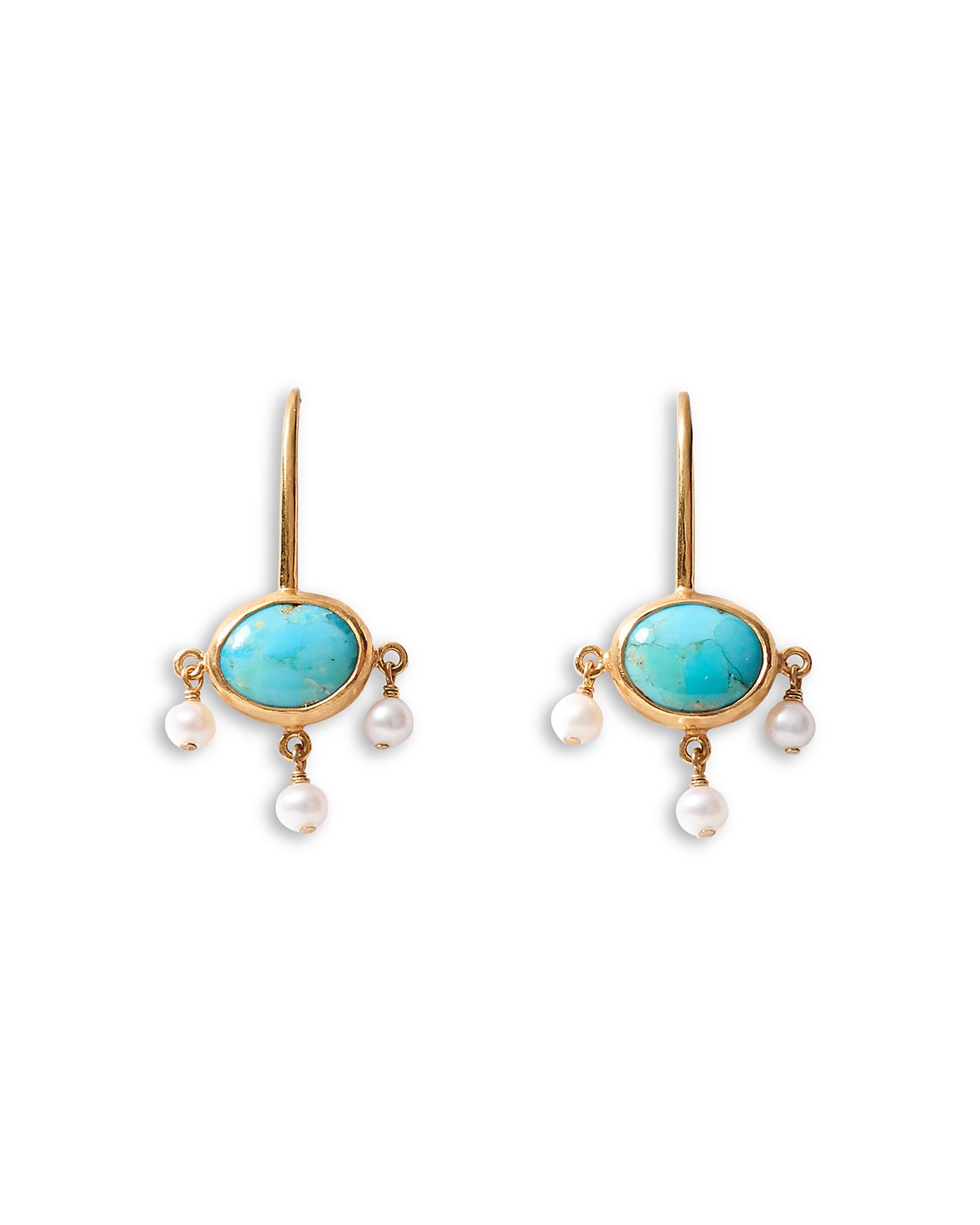 Chan Luu Della Turquoise & Freshwater Pearl Drop Earrings, 1.1L