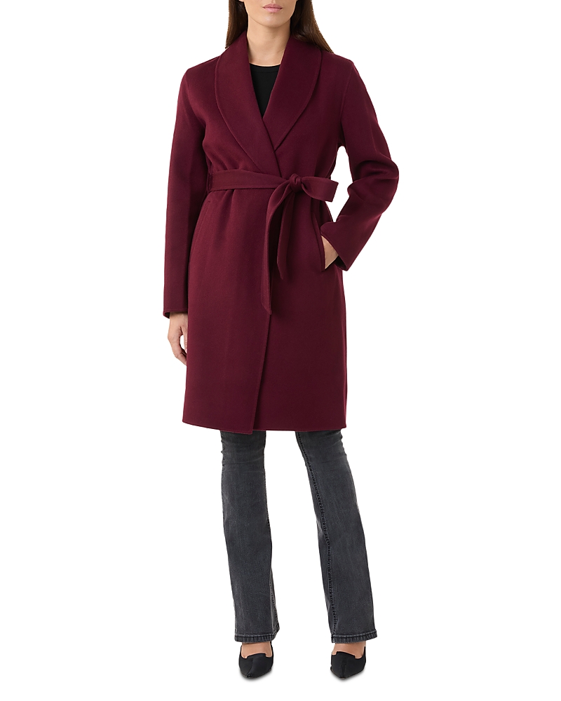 Sofia Cashmere Belted Wool & Cashmere Coat In Burgundy