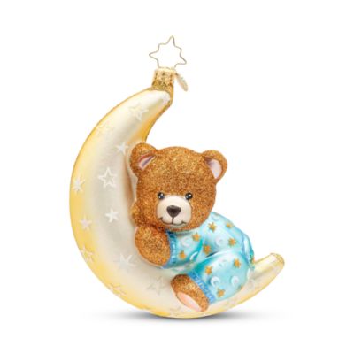 Blue Moonlight Snuggles Glass Ornament