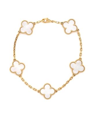  Vintage Alhambra 5 Motifs Bracelet 18K Gold and Mother of Pearl