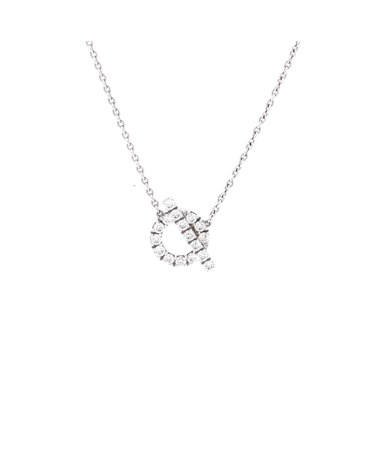 Pre-Owned HERMES Finesse Pendant Necklace 18K White Gold and Diamonds