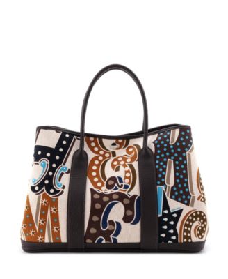 Garden Party Printed Toile & Leather Tote