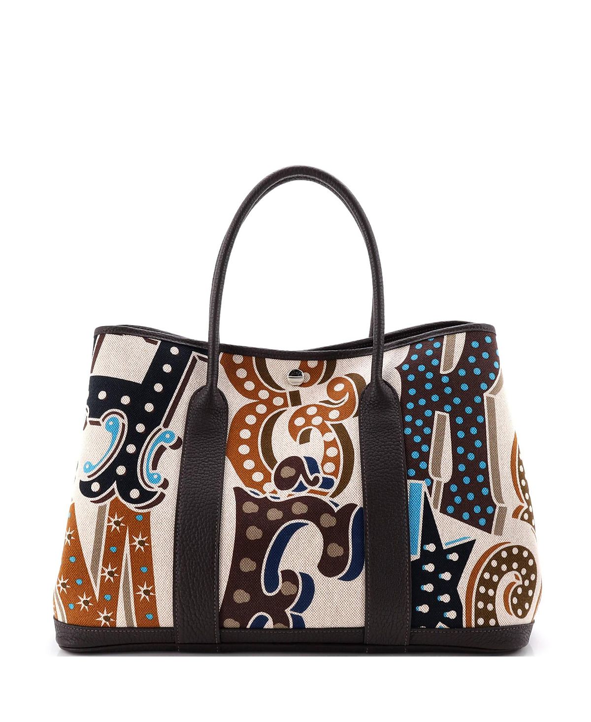 Pre-Owned HERMES Garden Party Printed Toile & Leather Tote