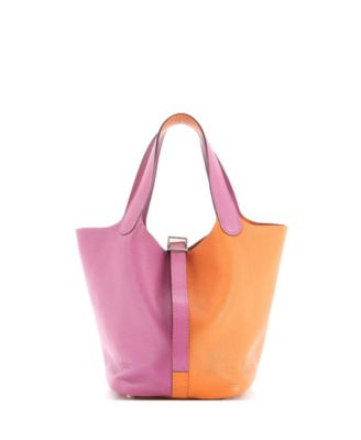 Picotin Lock Mini Leather Contrast Color Blocked Bag