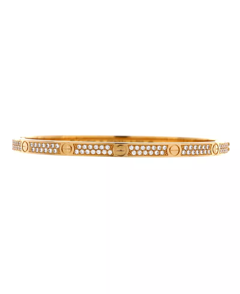 Pre-Owned Cartier Small Love Bracelet 18K Gold with Pave Diamonds
