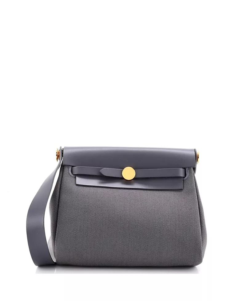 Pre-Owned HERMES Herbag Zip Mini Canvas & Leather Shoulder Bag