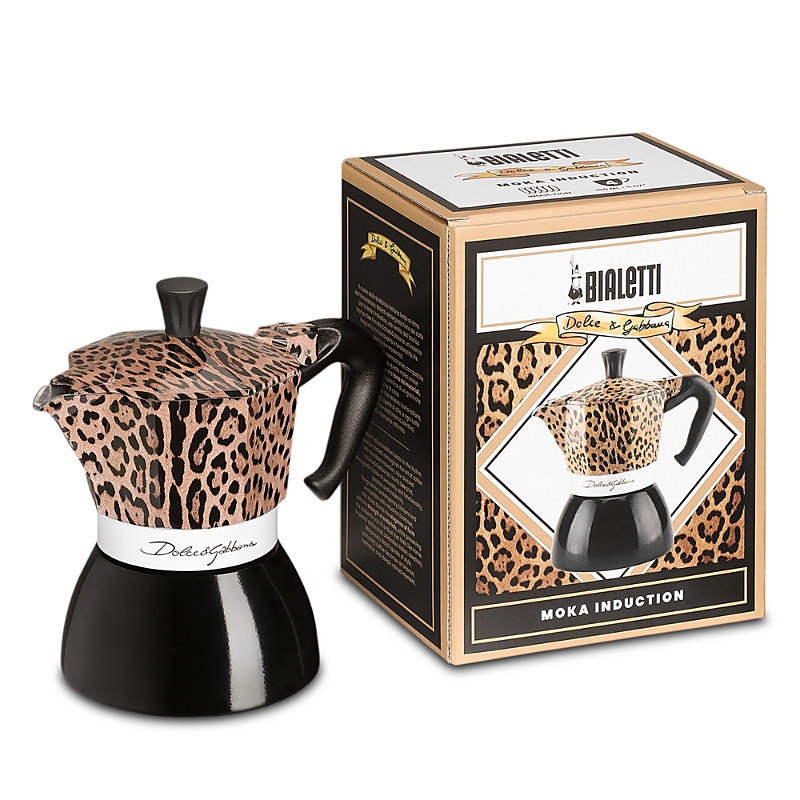 Bialetti Dolce & Gabbana Moka Leopard Induction 4 Cup Coffee Maker In Leopardo