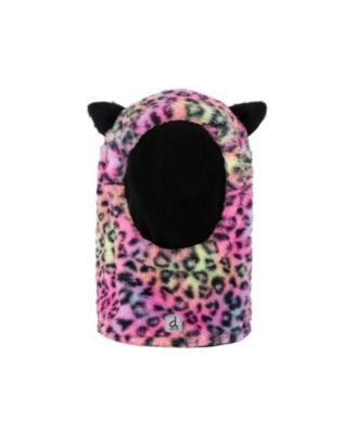 Girls' Oversized Leopard Polar Fleece Ski Helmet Balaclava - Little Kid