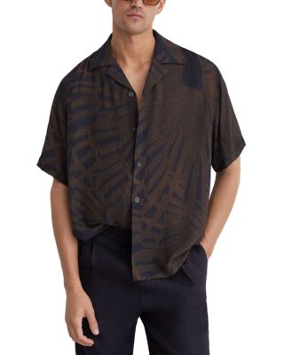Shindora Cuban Collar Palm Print Shirt