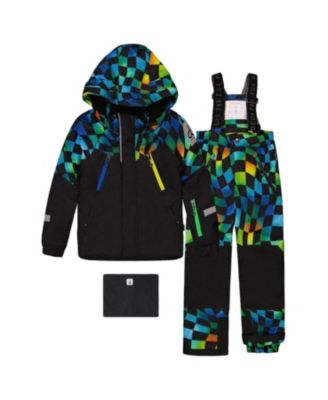  Boys' Play Colorblock Jacket & Checkerboard Pants Two Piece Snowsuit - Little Kid