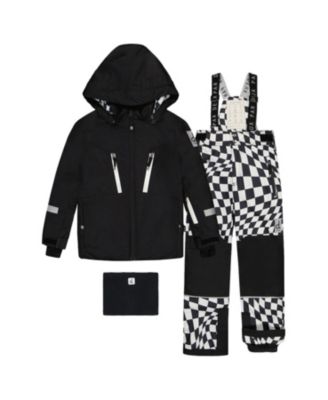 Boys' Teknik Checkered Hood Jacket & Reinforced Pants Two Piece Snowsuit - Big Kid