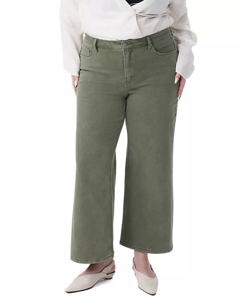 Bayeas Plus Mid Rise Wide Leg Denim Jeans Stretch Comfortable in Initia