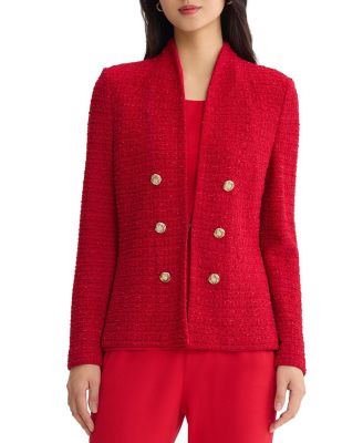 Ming Wang Tonal Eyelash Tweed Knit Jacket