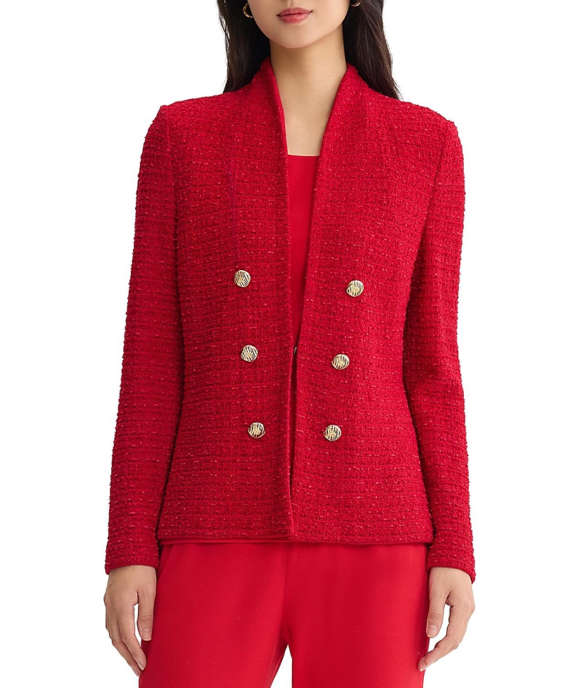 Ming Wang Tonal Eyelash Tweed Knit Jacket