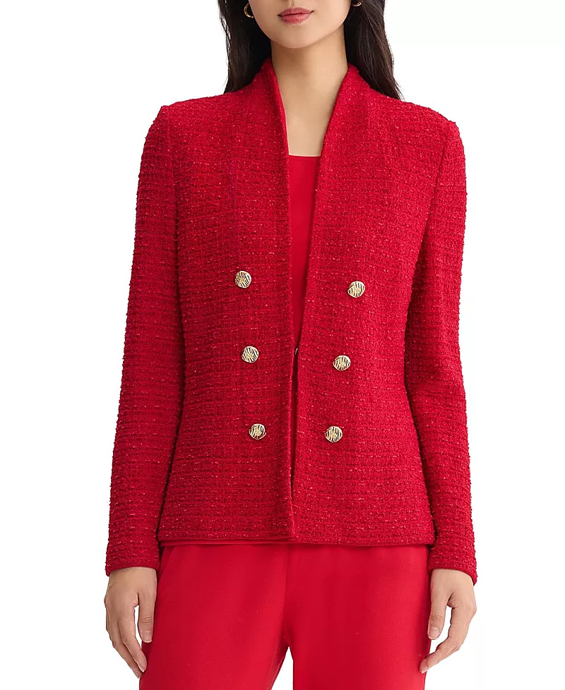 Ming Wang Tonal Eyelash Tweed Knit Jacket