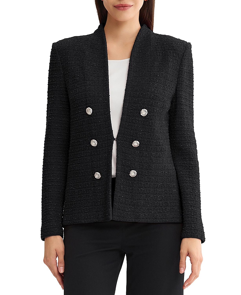 Ming Wang Tonal Eyelash Tweed Knit Jacket