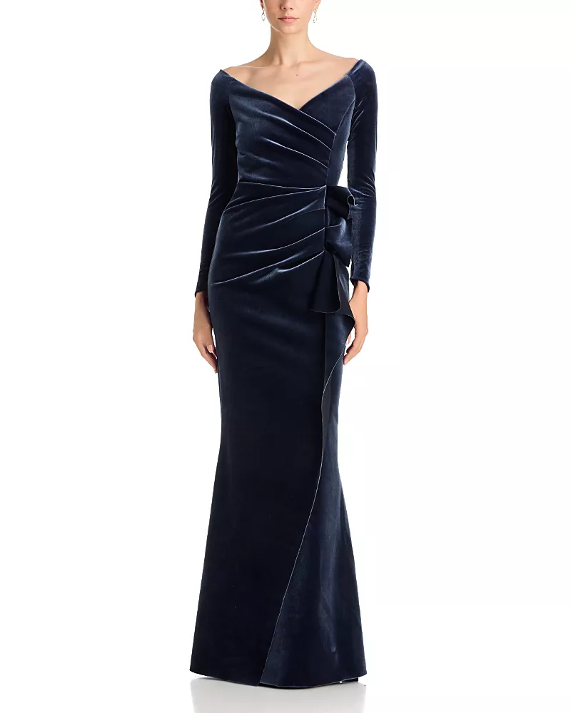 Chiara Boni La Petite Robe Silveria Off-the-Shoulder Velvet Gown