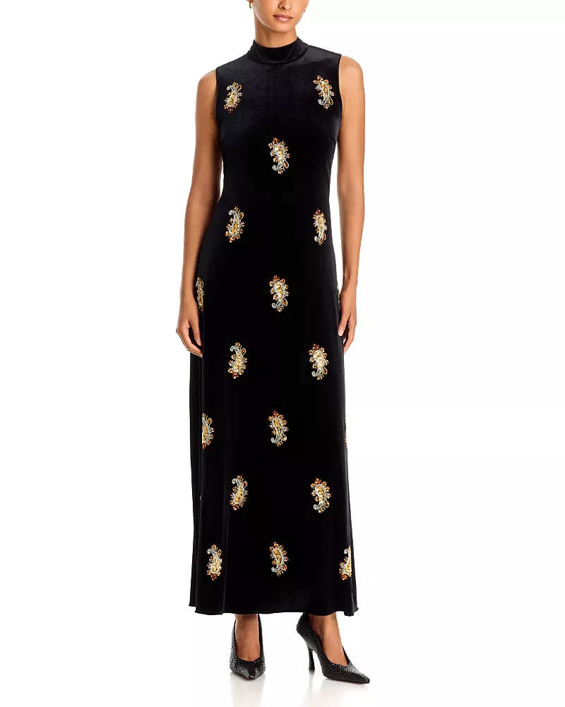 Elie Tahari Vani Velvet High Neck Dress
