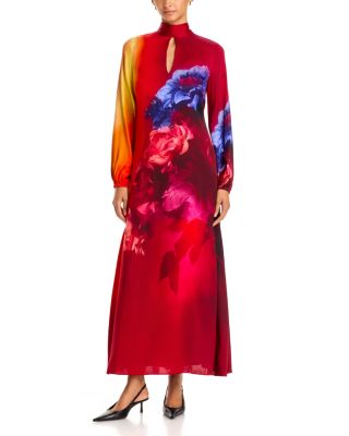 Alana Placed Print Tie Neck Dress