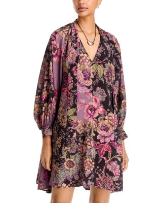 Magaly Silk Tie Neck Mini Dress