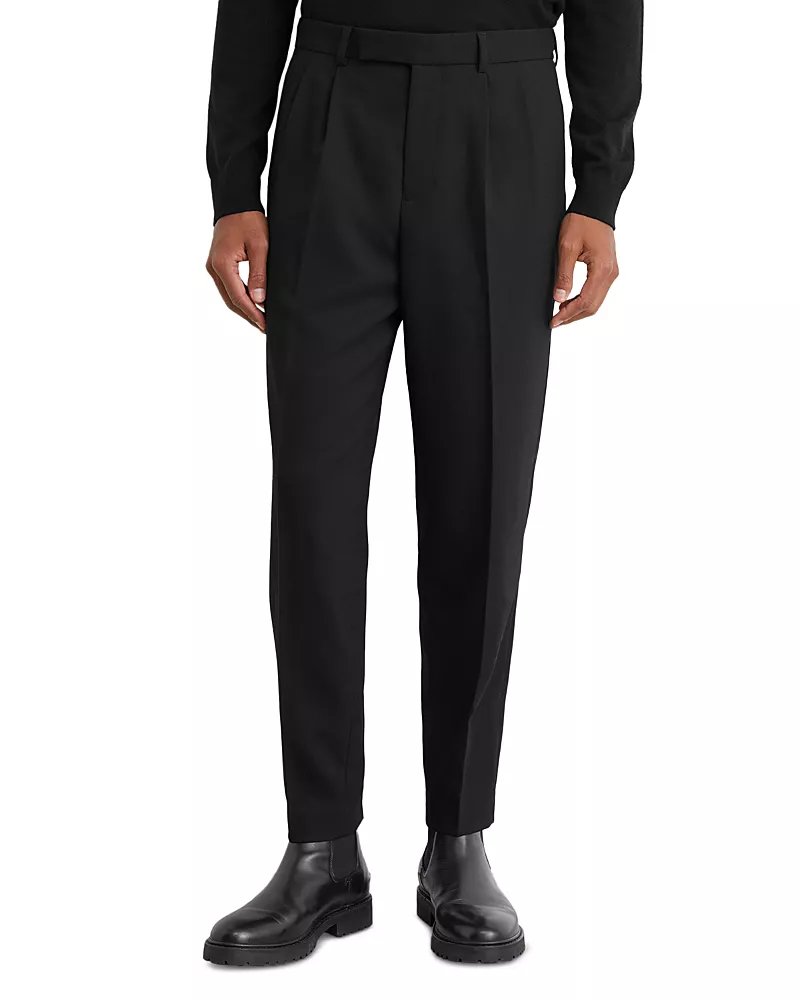 Reiss Strap Tapered Fit Belted Pleat Trousers