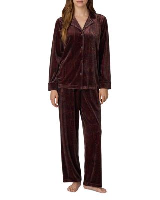 Velvet Notch Collar Long Pants Pajama Set