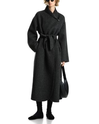 Wool Blend Shawl Collar Coat