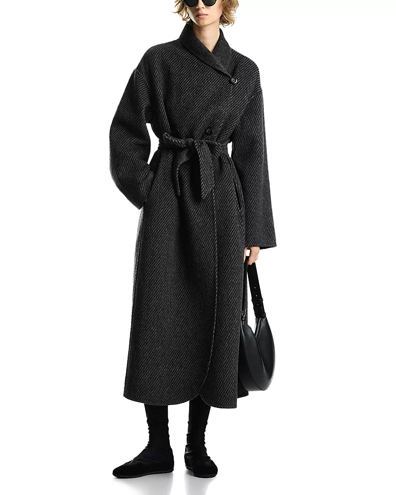 Emporio Armani Wool Blend Shawl Collar Coat