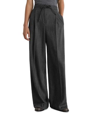 Petites Derby Pleated Wide Leg Pants