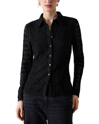 Whistles Lace Jersey Collared Shirt