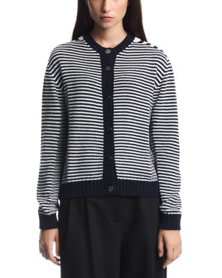 Cotton Blend Mixed Stripe Cardigan