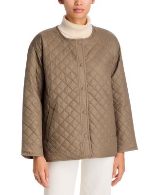 Nylon Round Neck Quilted Short Coat - thumbnail 3