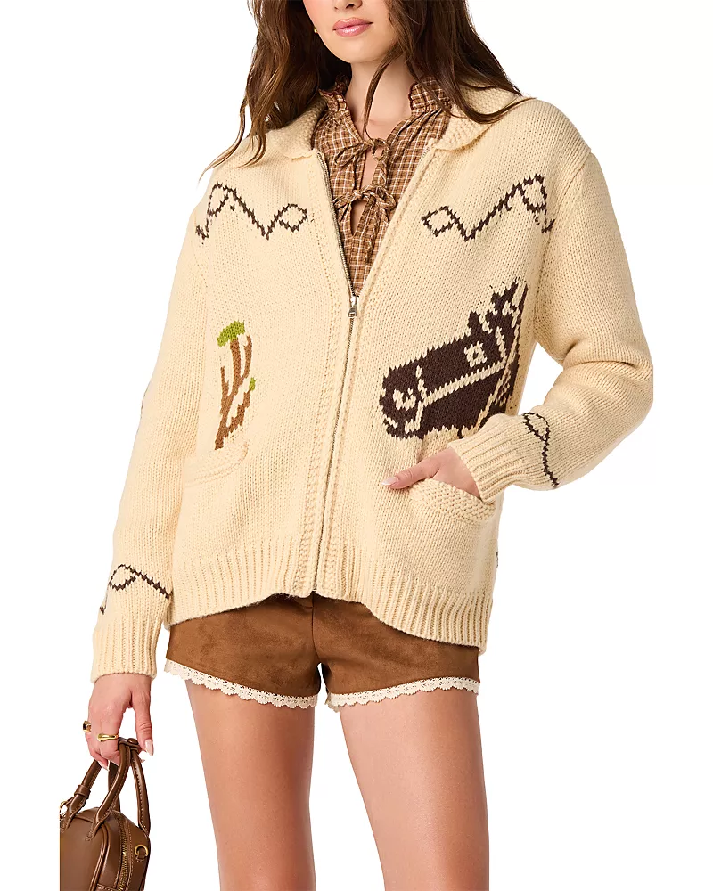 Astr the Label Ivy Zip Front Cardigan Sweater