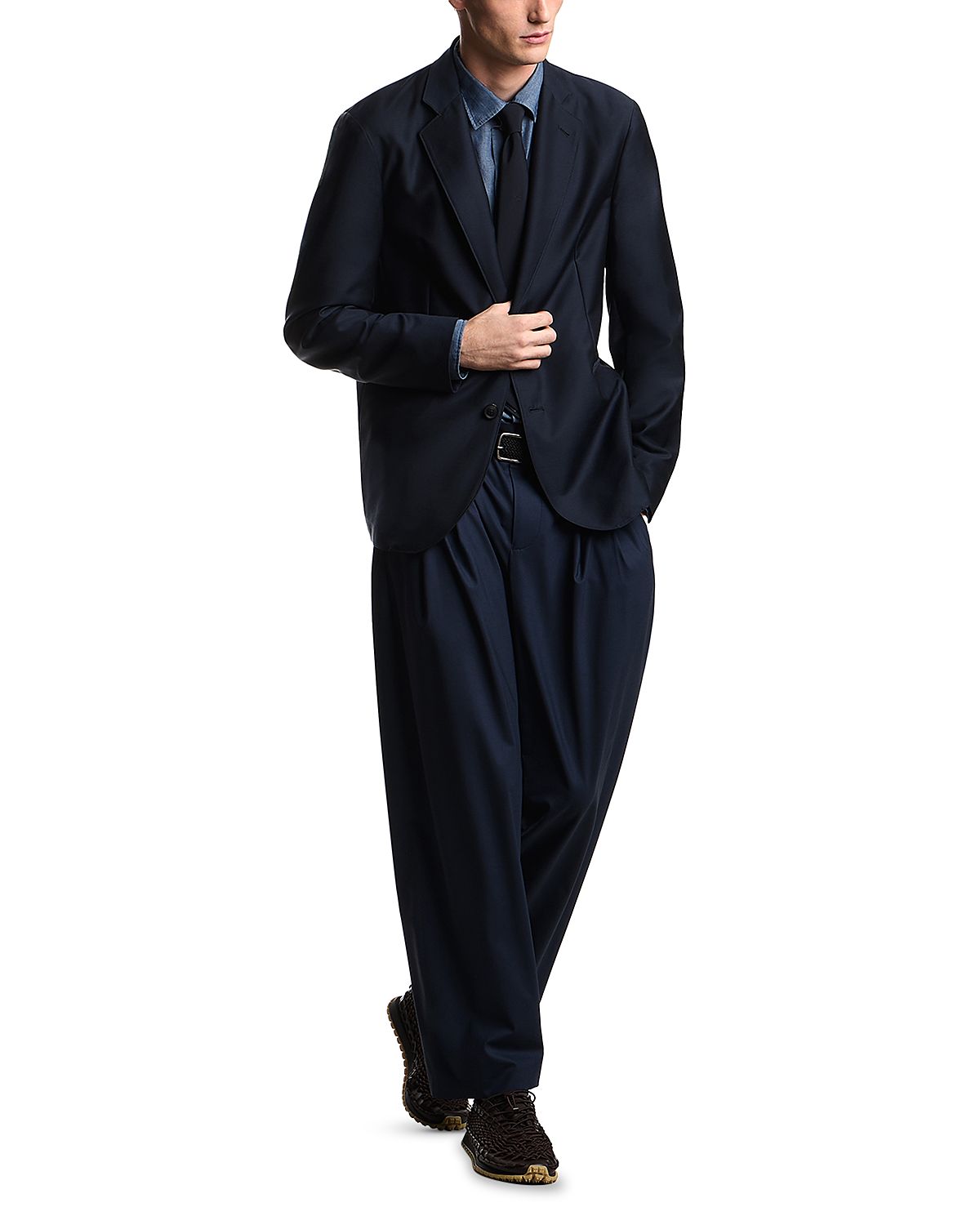 Emporio Armani Single Breasted Virgin Wool & Silk Satin Blazer