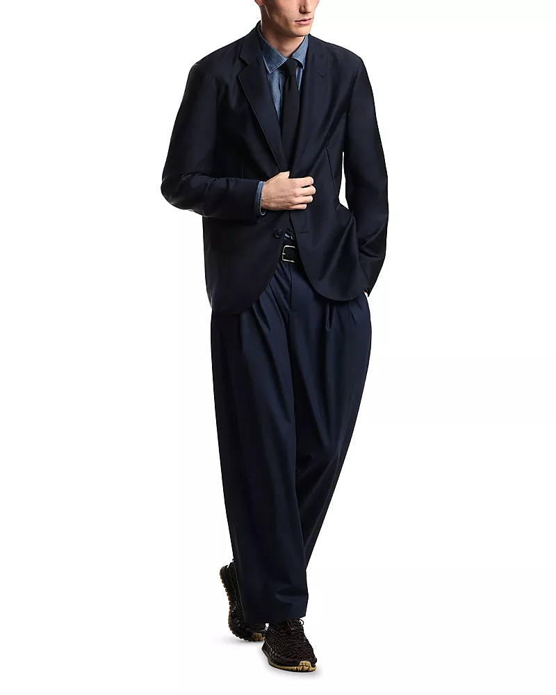 Emporio Armani Single Breasted Virgin Wool & Silk Satin Blazer