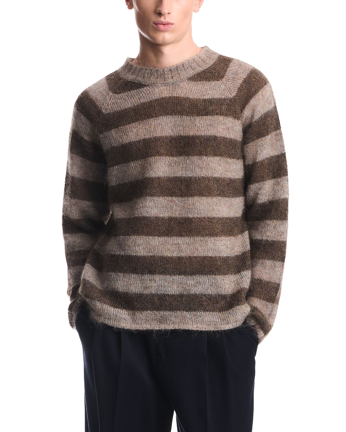 Emporio Armani Wool Blend Stripe Crewneck Sweater