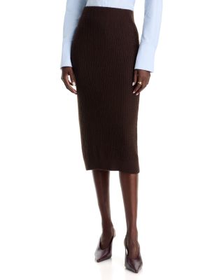 Cashmere Cable Knit Pull On Skirt