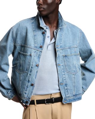 Stone Washed Cotton Denim Blouson Jacket